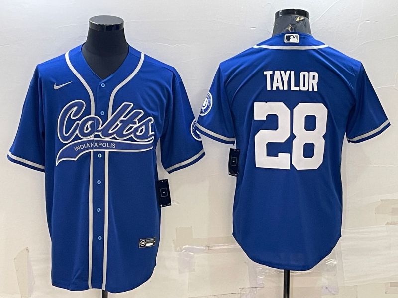 Men Indianapolis Colts #28 Taylor Blue 2022 Nike Co branded NFL Jersey